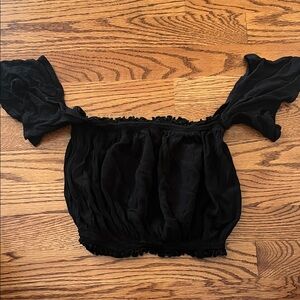 Black Off-Shoulder Crop Top